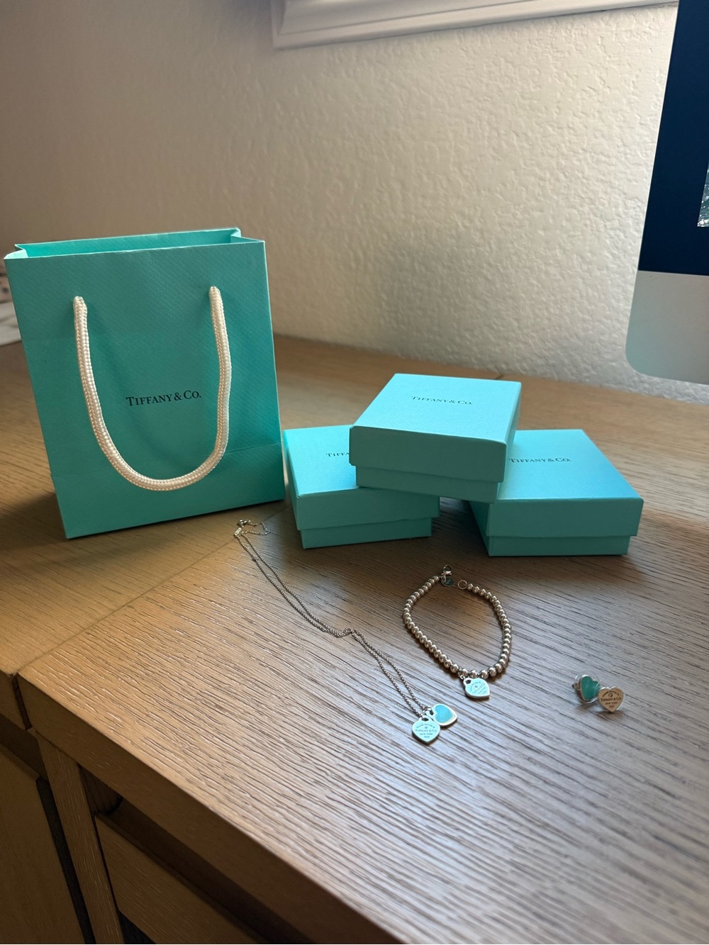 Tiffany & Co. Tiffany Blue with Diamond Heart Necklace, Bracelet, and Earrings
